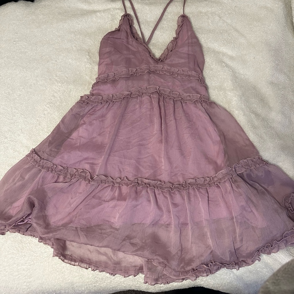 Lavender ruffled mini dress
